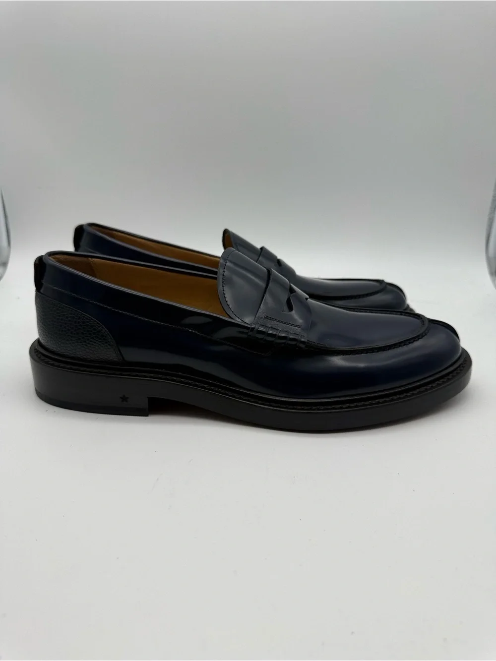 BRAND NEW George Brown Bilt Fulton Blue Leather Penny Loafers Size 9 M Italy